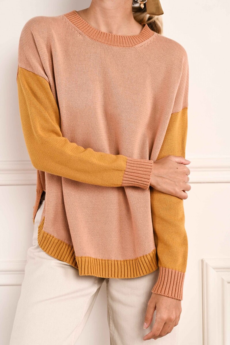 Sweater Combinado - Rosa 