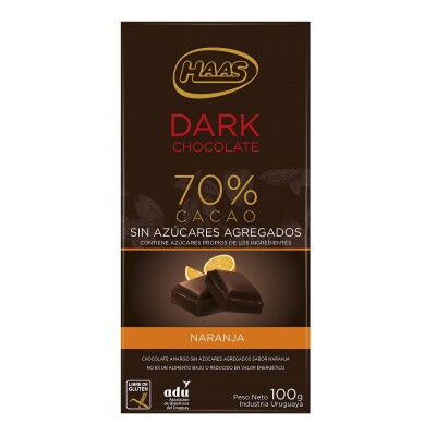 Haas Tableta Chocolate Amargo S/azucar Naranja 100 Grs. Haas Tableta Chocolate Amargo S/azucar Naranja 100 Grs.