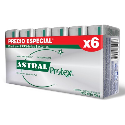Jabón en Barra Protex Astral Plata Pack Ahorro X6 125 GR