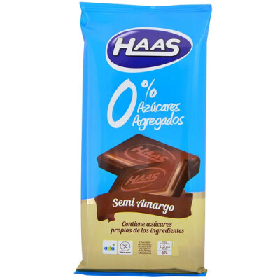 Chocolate Semi - Amargo Haas 0% Azúcar 70 Grs. Chocolate Semi - Amargo Haas 0% Azúcar 70 Grs.