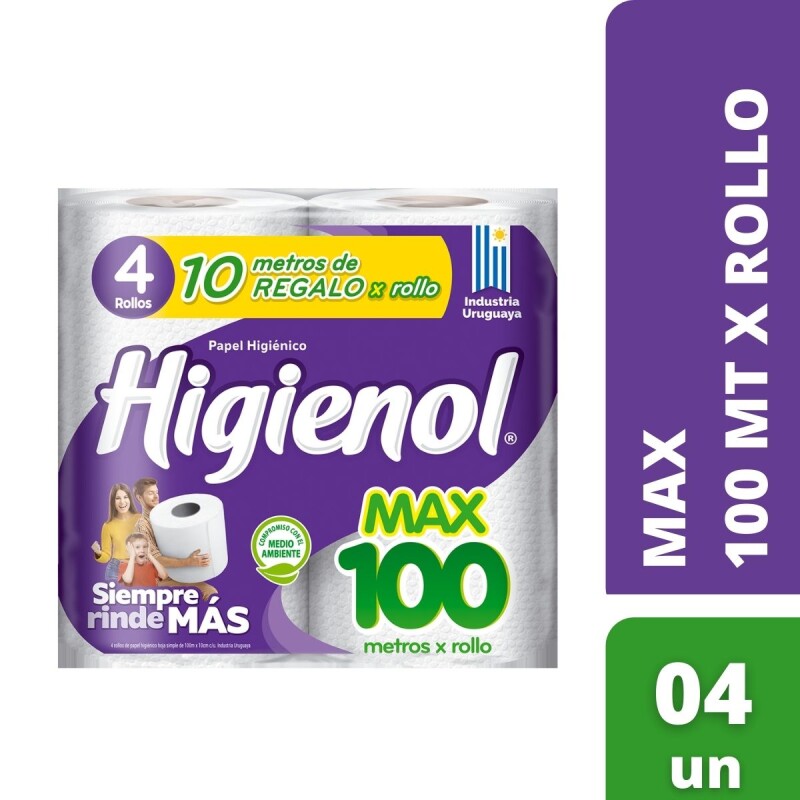 Papel Higiénico Higienol Max Plus 100 MT X4