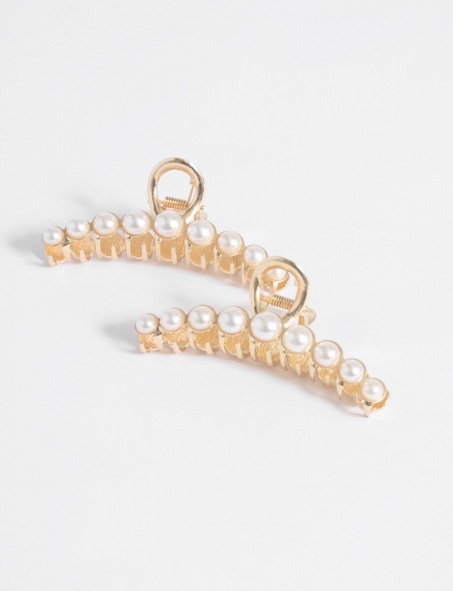 Set de broche detalle perlas - crudo 