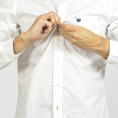 Camisa Print M/Larga White con Dots