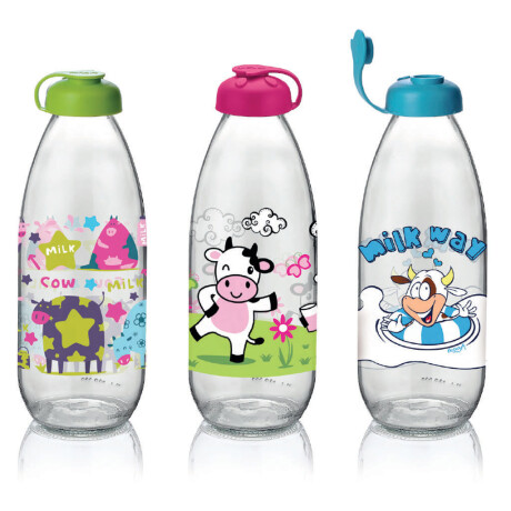 Botella leche vidrio decorada 1lt Milky Botella leche vidrio decorada 1lt Milky
