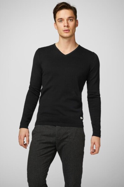 Sweater Cuello En Forma De "v" Black