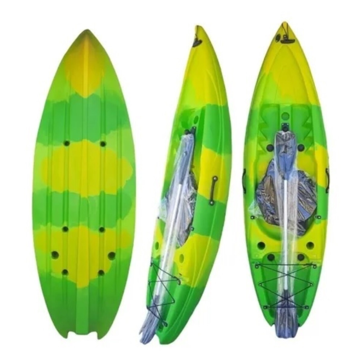 Kayak Woowave Mickey 2.20mts + Remo + Asiento + Correa - Amarillo/verde 