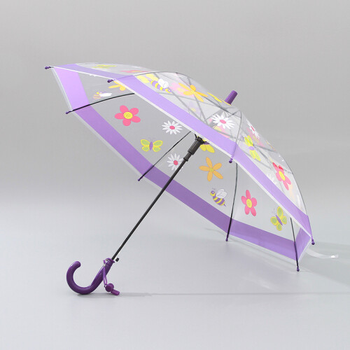 Paraguas Infantil Transparente Con Flores Estampadas Unica