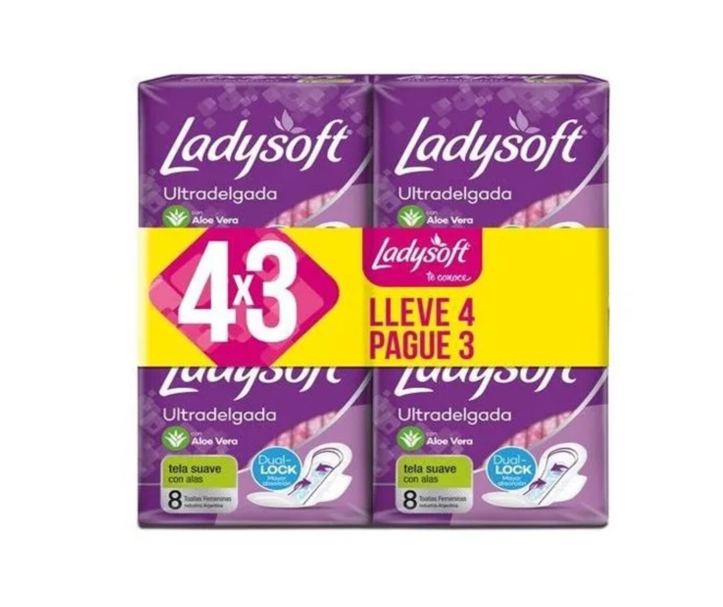 Toalla Femenina Ladysoft Ultradelgada Tela Suave - Pack Ahorro X32 