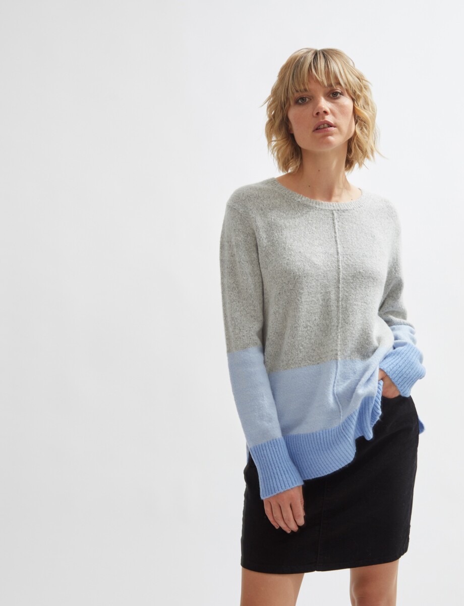 Sweater oversized color block - gris melange 