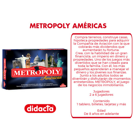 Juego de mesa Metropoly Ciudades de América Didacta 001