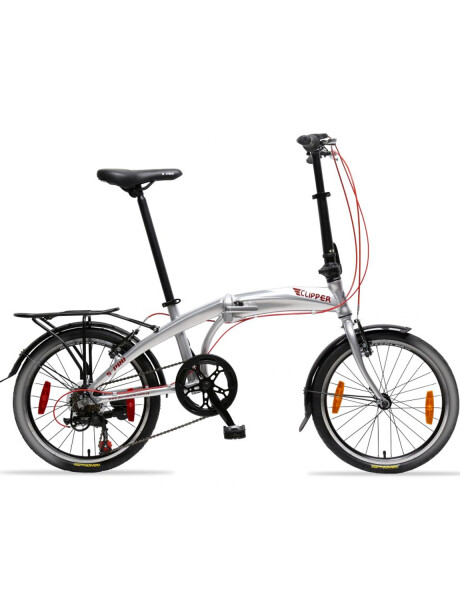 Bicicleta Plegable S-PRO Clipper rodado 20 6 cambios y parrilla Silver