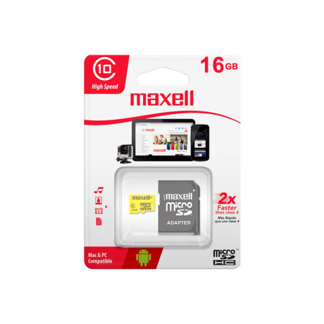Tarjeta de memoria flash SD Maxell de 16 Gb con adaptador Tarjeta de memoria flash SD Maxell de 16 Gb con adaptador