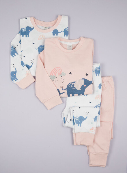 Pack x2 pijamas algodón elefante rosa. 1-4 a Rosa bebe