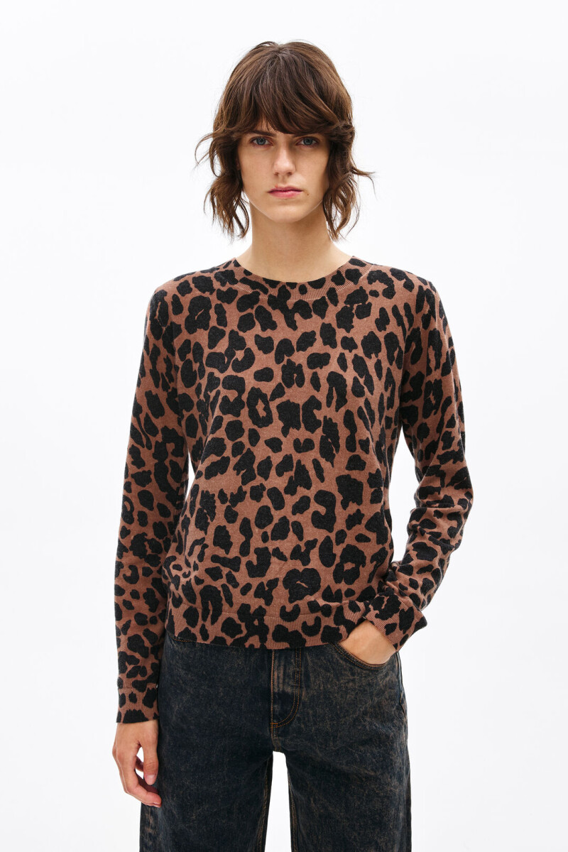 Jersey de punto leopard mini - Natural 
