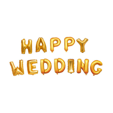 Globo De Aluminio Happy Wedding Dorado
