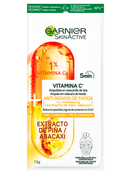 Mascarilla de tela Garnier Skin Active con Vitamina Cg y Ananá Mascarilla de tela Garnier Skin Active con Vitamina Cg y Ananá