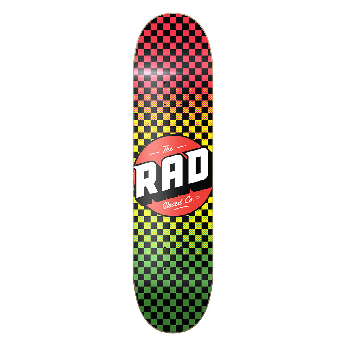 Deck Skate Rad 8.5" - Modelo Checker - Rasta Fade (solo tabla) 