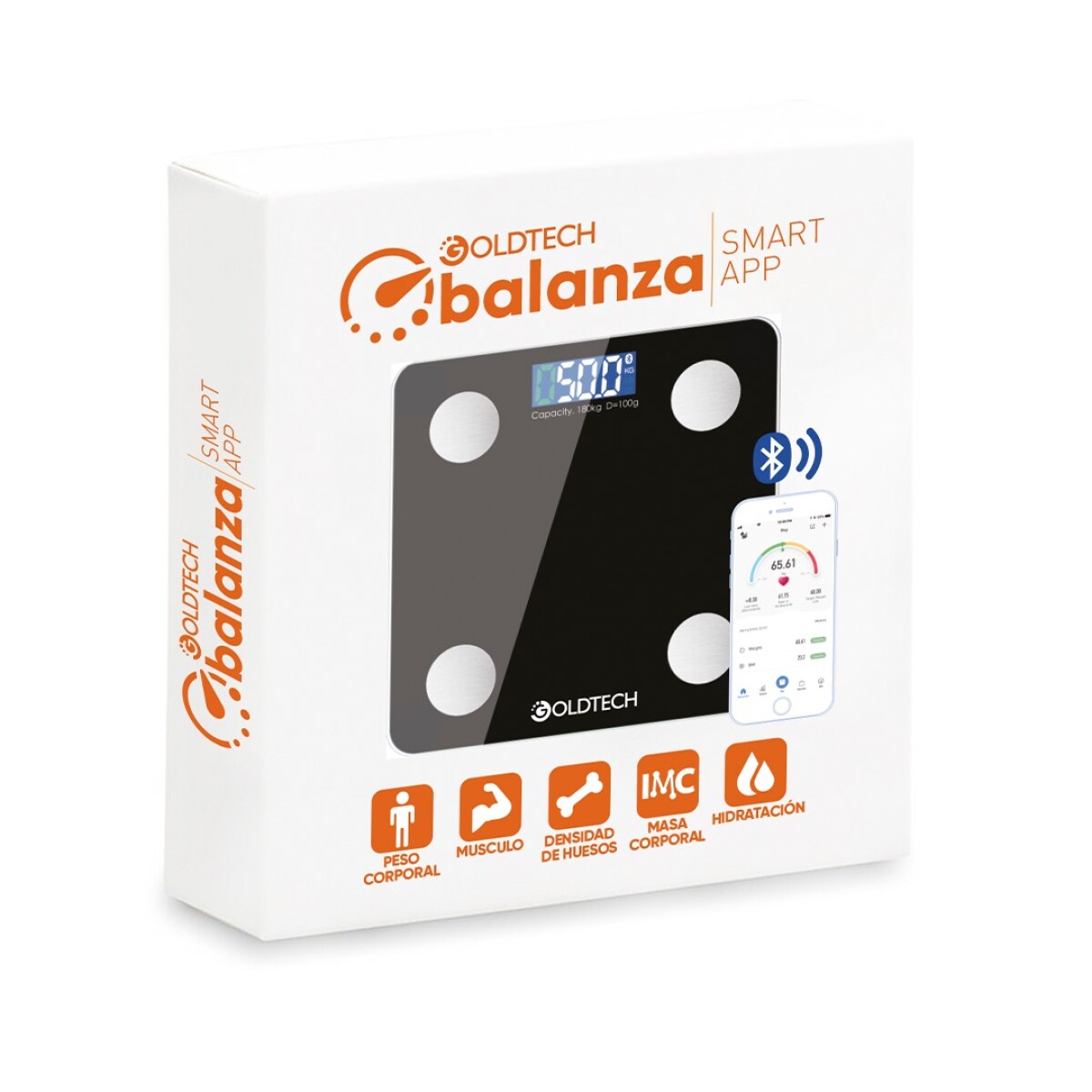 Balanza de Baño Smart Goldtech Pantalla Led y Bluetooth - 001 