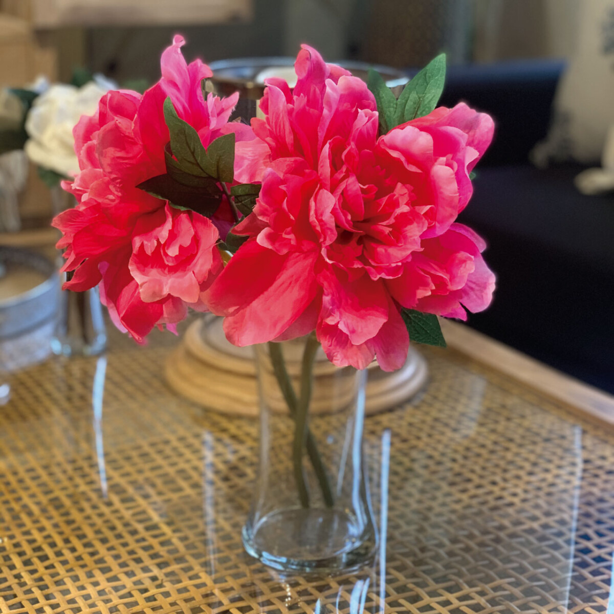 Flor artificial rosa 