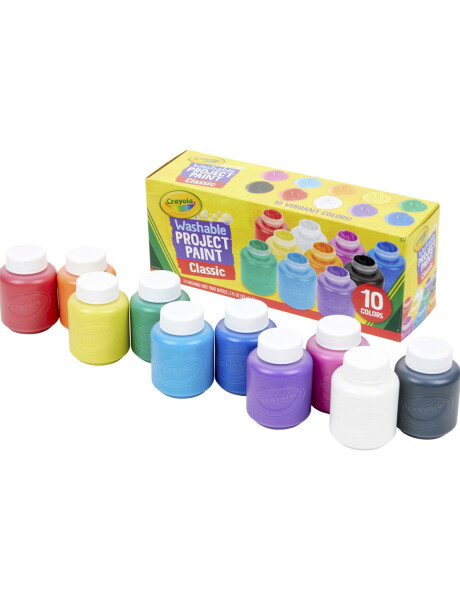 Set x10 pintura lavable Crayola colores clásicos 59ml cada frasco Set x10 pintura lavable Crayola colores clásicos 59ml cada frasco