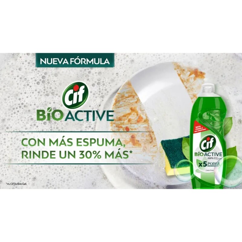 Detergente Líquido CIF Bio Active Limón Verde 900 ML