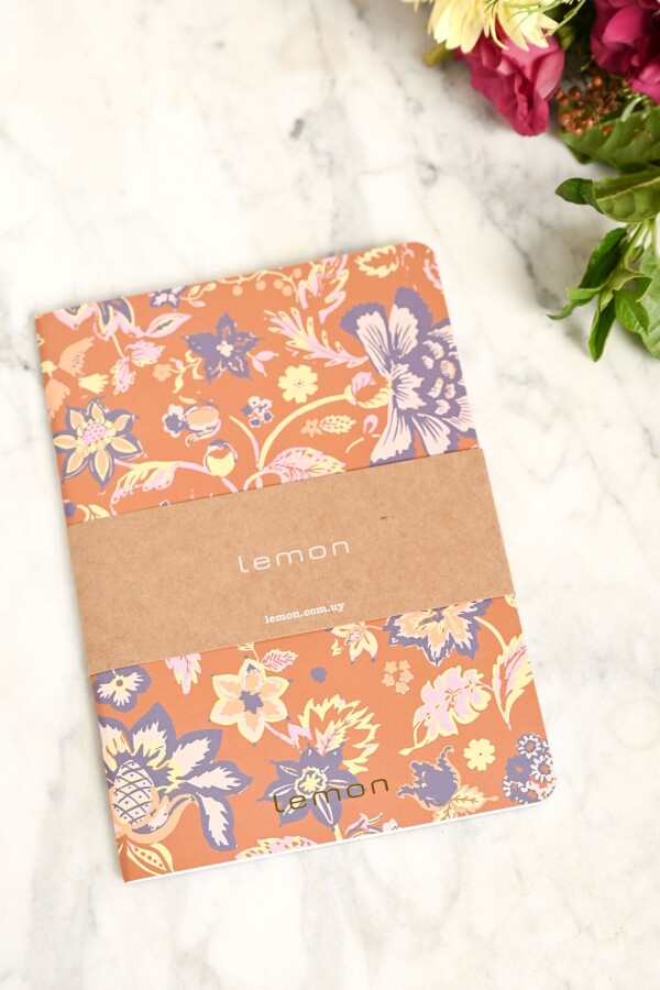 Notebook Lemon Print Flores Ocre