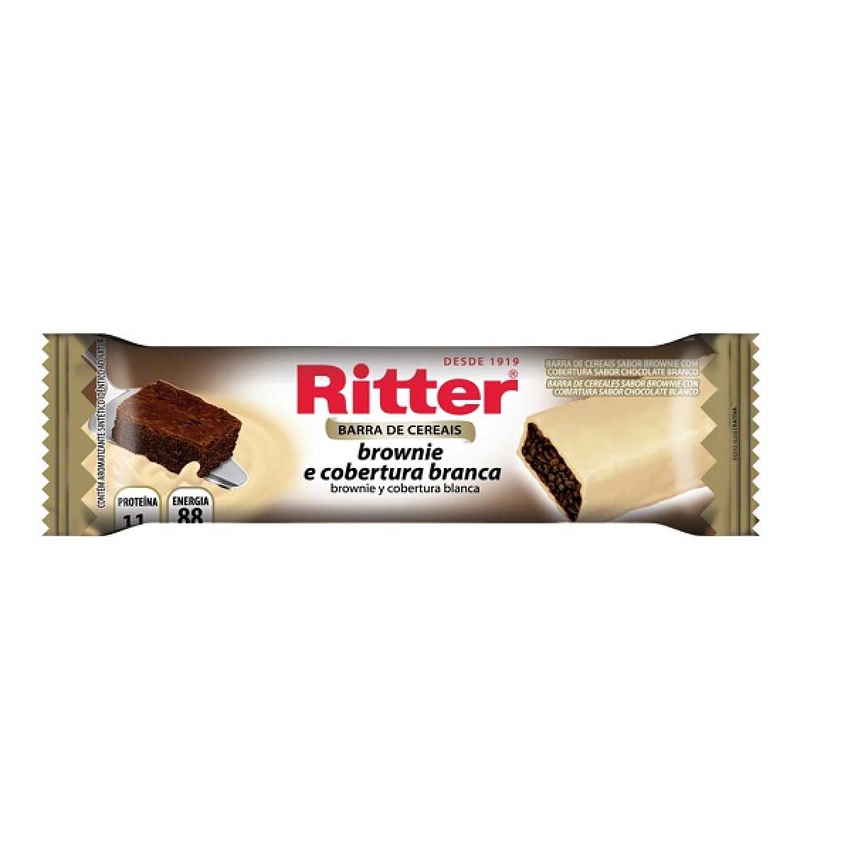 Barra De Cereal Ritter Brownie Con Cobertura De Chocolate Blanco 20 Grs. 