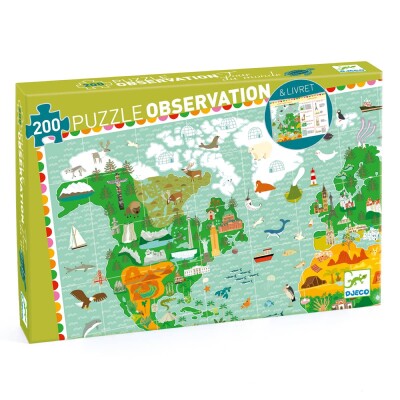 Puzzle Observación 200 pzas Djeco Alrededor del Mundo + Librito Puzzle Observación 200 pzas Djeco Alrededor del Mundo + Librito