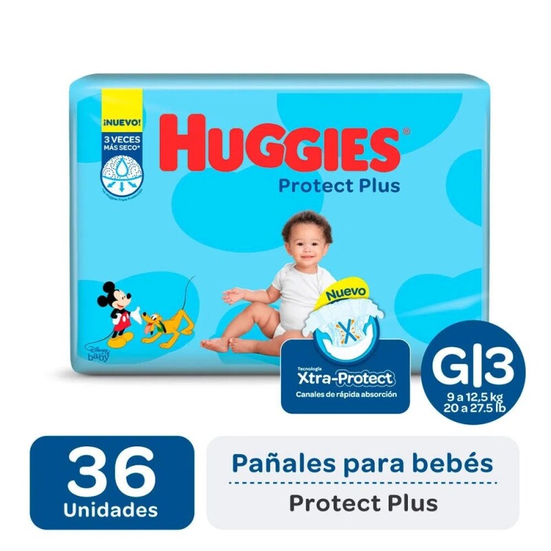 Pañales Huggies Protect Plus Talle G 36 Uds. Pañales Huggies Protect Plus Talle G 36 Uds.