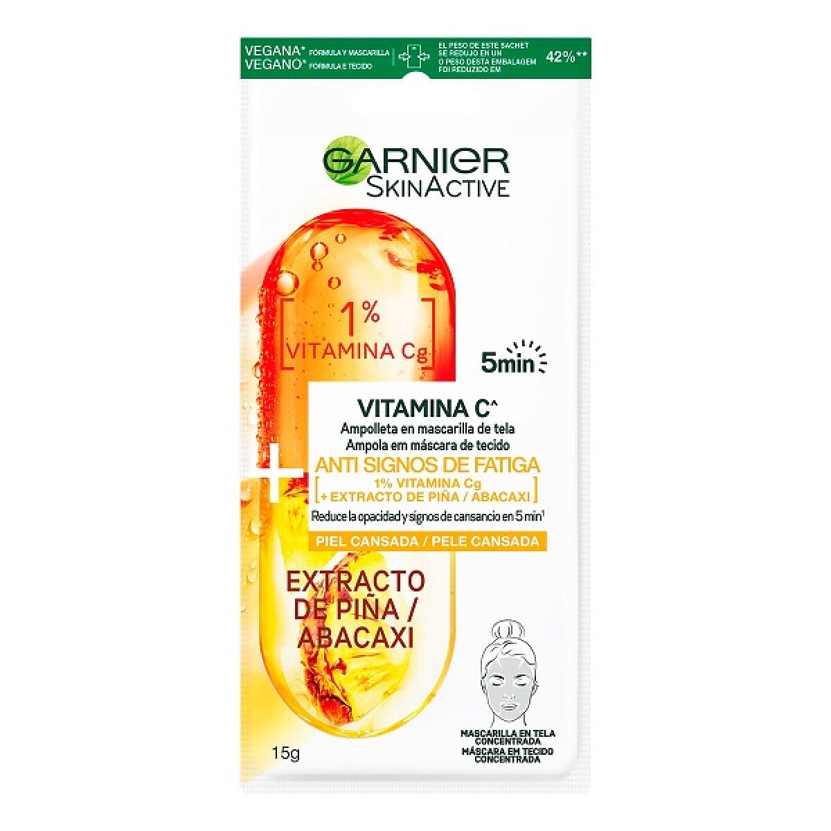 Mascarilla Facial Garnier Anti Signos De Fatiga Con Vitamina C 