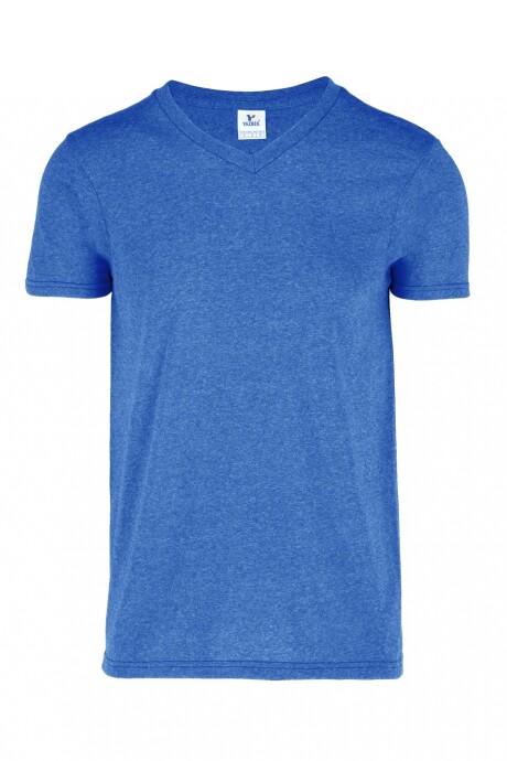 Camiseta jaspe escote en v Azul Royal