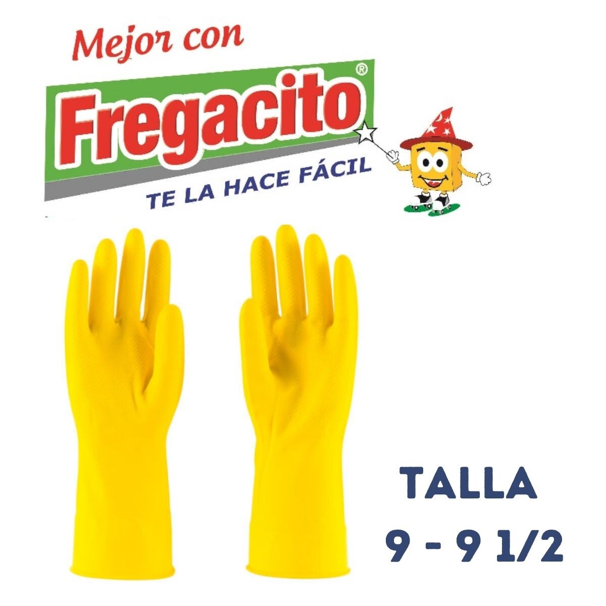Guantes de Latex Fregacito Amarillos Talla 9 - 9 1/2 