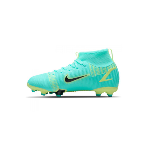 JR SUPERFLY 8 ACADEMY FG/MG WHITE/BLACK-MTLC SILVE Turquoise/Lime