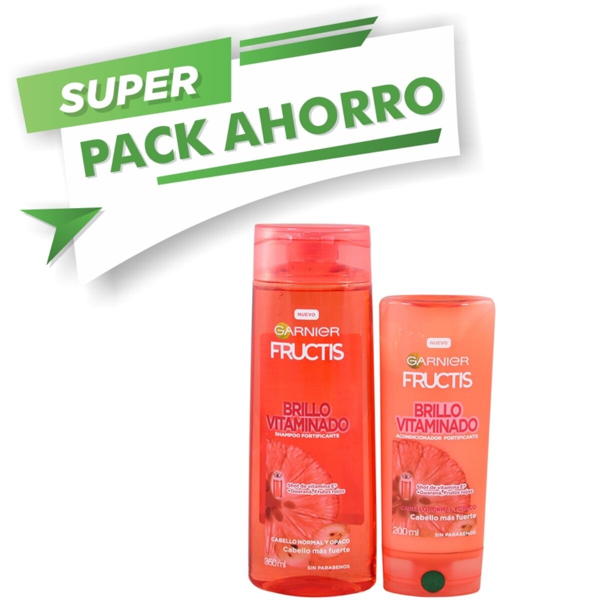 Shampoo Garnier Fructis - Brillo Vitaminado Pack Ahorro 350ML + AC 200ML 