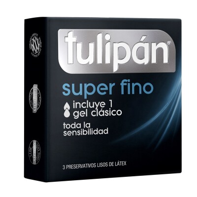 Preservativos Tulipán Super Fino 3 Uds. + Gel Lubricante Preservativos Tulipán Super Fino 3 Uds. + Gel Lubricante