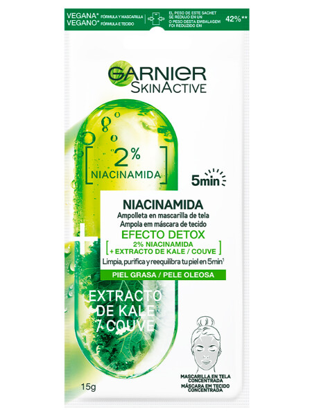 Mascarilla de tela Garnier Skin Active con Niacinamida y Kale Mascarilla de tela Garnier Skin Active con Niacinamida y Kale