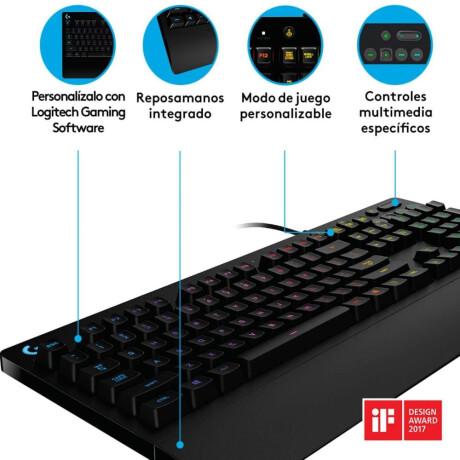 Keyboard g213 prodigy logitech gaming inalambrico Black