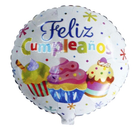 Globo Helio metalizado Feliz cumpleaños- cupcakes Globo Helio metalizado Feliz cumpleaños- cupcakes