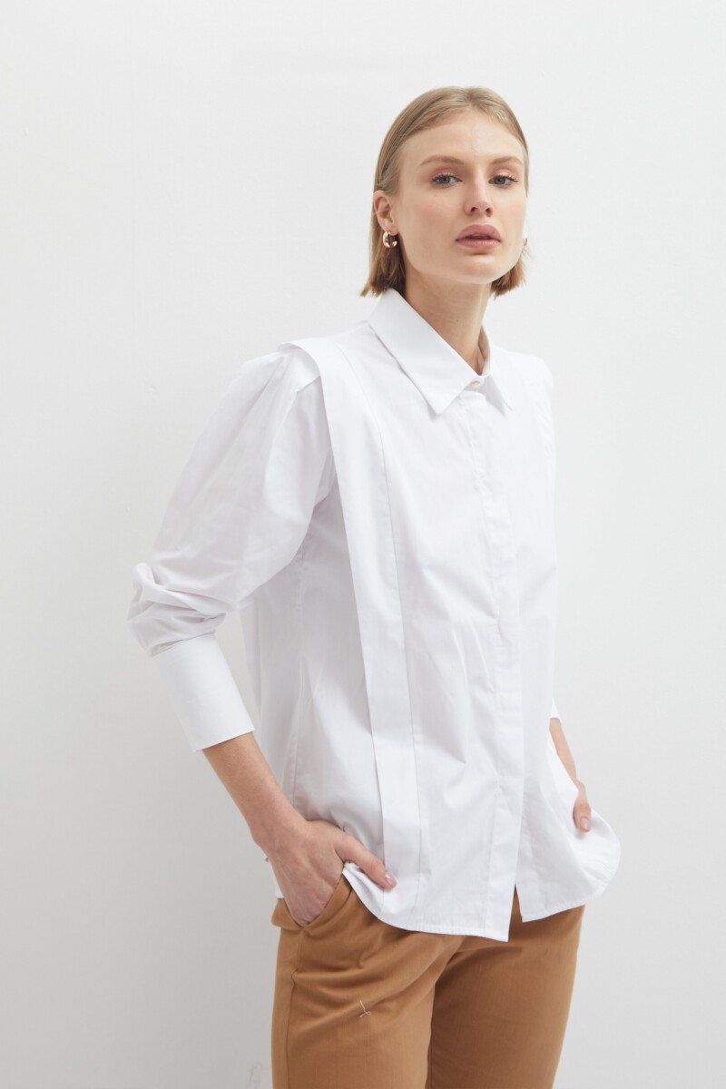 Camisa con tablas blanco