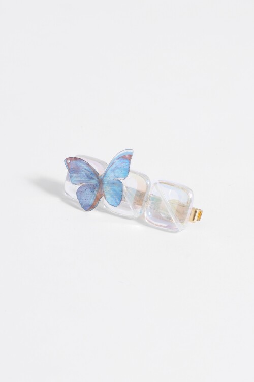Broche acrilico con mariposa azul