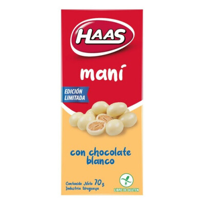 Maní Con Chocolate Haas Blanco 70 GR Maní Con Chocolate Haas Blanco 70 GR