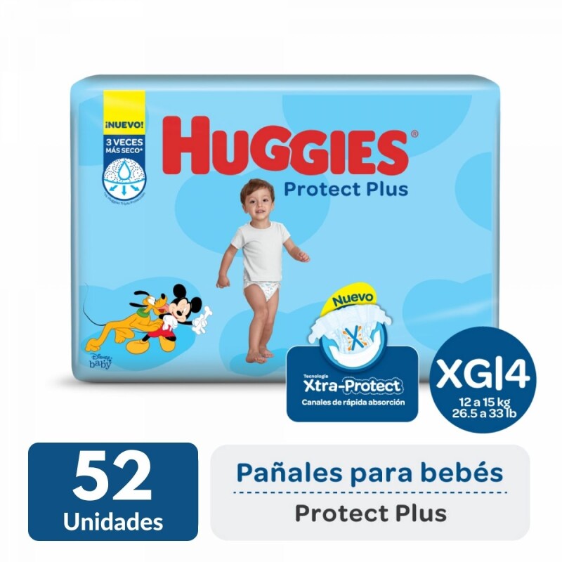 Pañales Huggies Protect Plus Unisex XG X52
