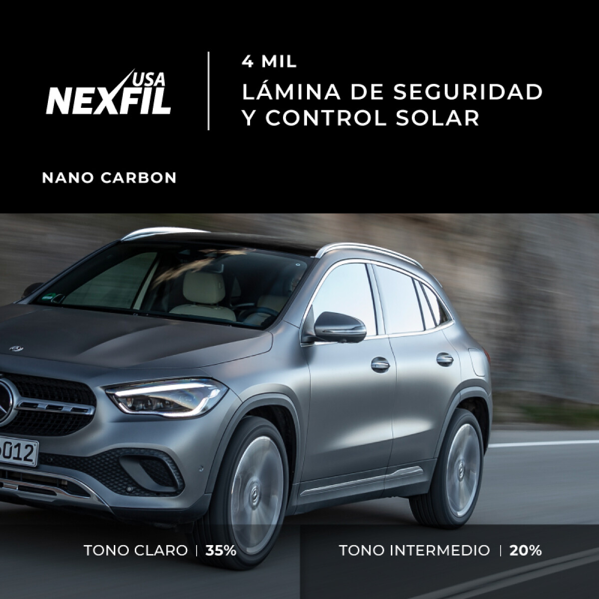 Lamina Seguridad Nexfil 35% Nano Carbon Premium Para Camioneta 