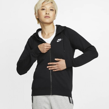Campera Nike moda algodon dama FZ FLC BLACK/(WHITE) Color Único