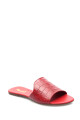 Sandalia Baja con Faja Cuero Croco Croco Rojo
