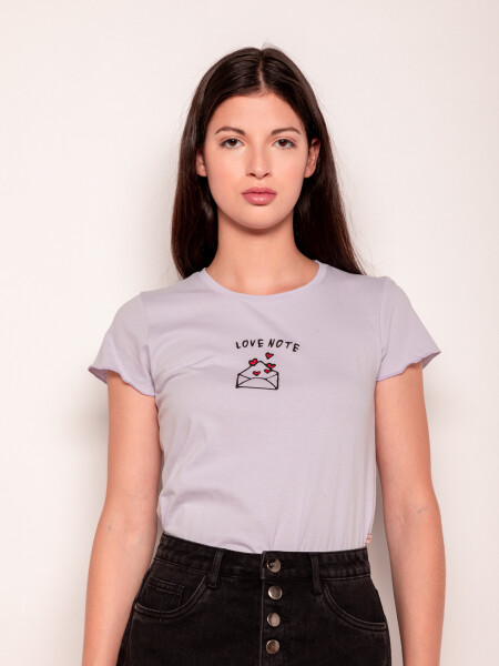 REMERA LOVE NOTE Lila Grisáceo