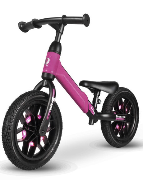 Bicicleta de equilibrio sin pedales con luces LED Qplay Spark Fucsia