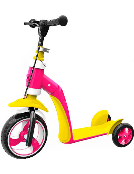 Tripatín triciclo 2 en 1 sin pedales con luces freno de mano y asiento Rosa