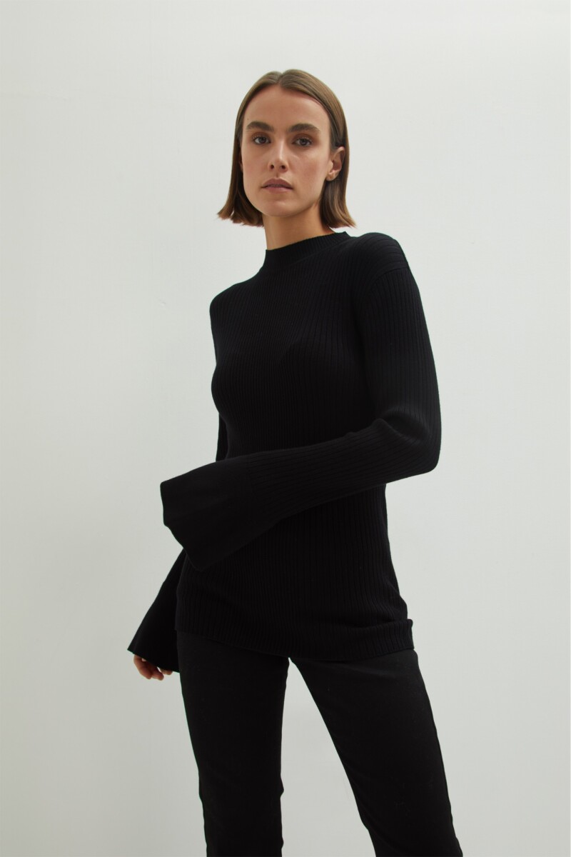 Sweater canalé - negro 