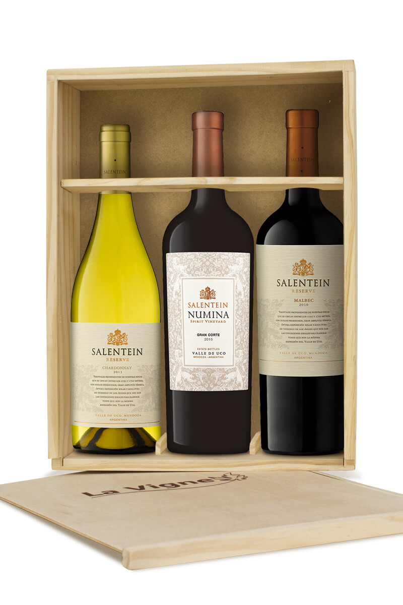 Vinos SALENTEIN Numina Gran Corte + Reserve Malbec + Reserve Chardonnay 750ml. 